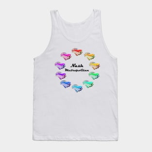 Nash Metropolitan (rainbow colors in a circle + name in black) - classic vintage cars reimagined Tank Top